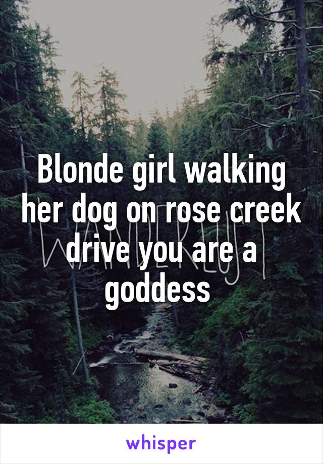 Blonde girl walking her dog on rose creek drive you are a goddess 