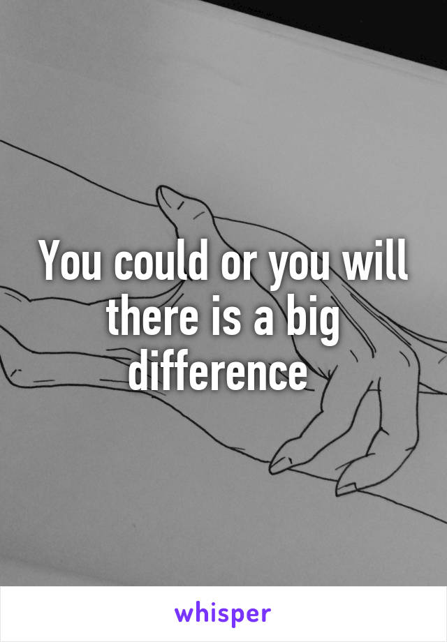 You could or you will there is a big difference 