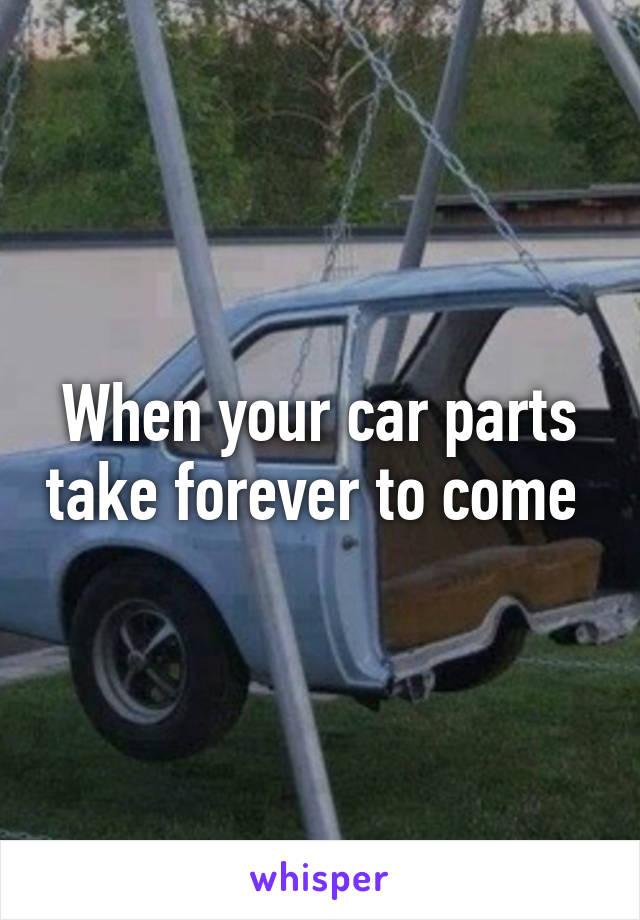 When your car parts take forever to come 