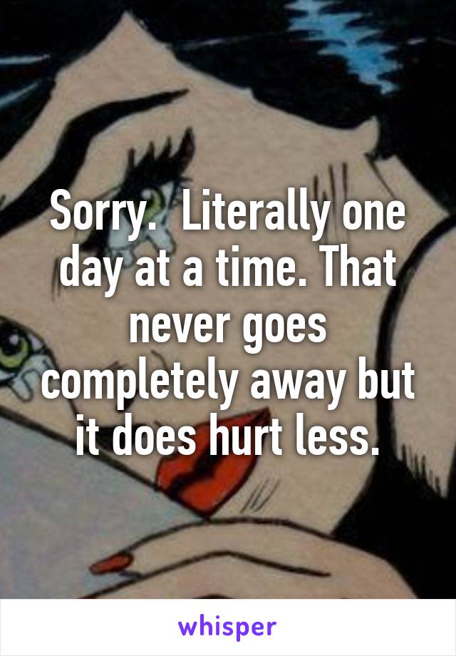 Sorry.  Literally one day at a time. That never goes completely away but it does hurt less.