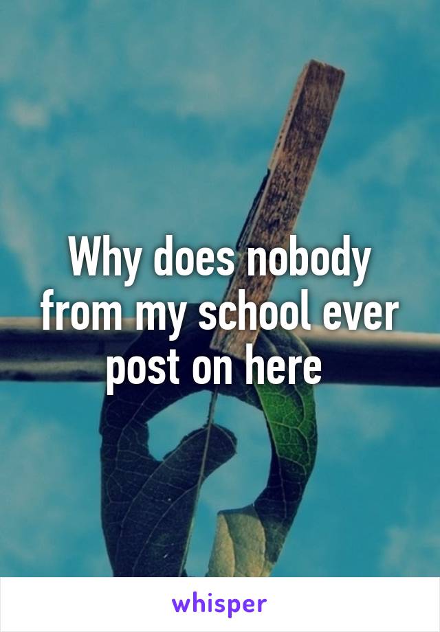 Why does nobody from my school ever post on here 