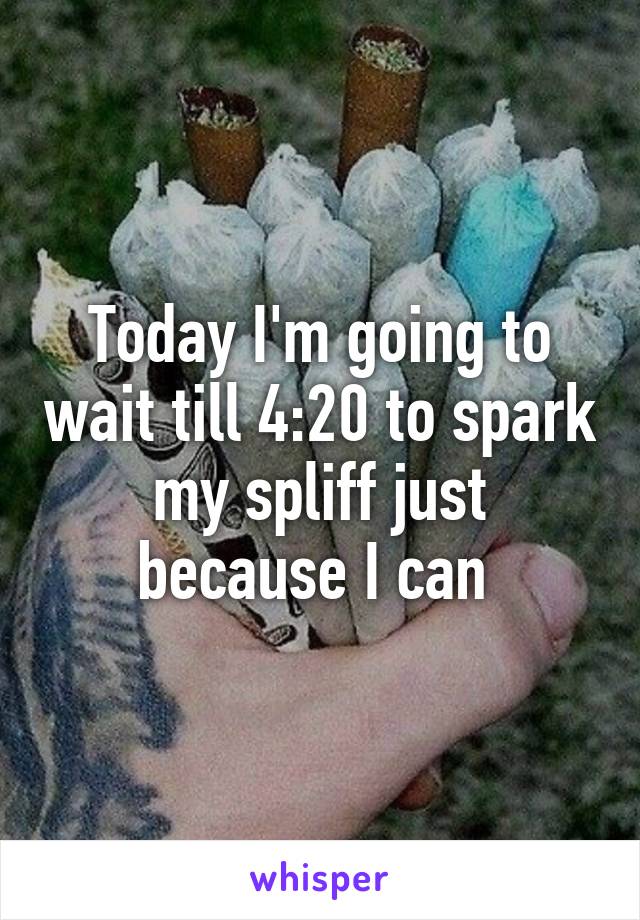 Today I'm going to wait till 4:20 to spark my spliff just because I can 