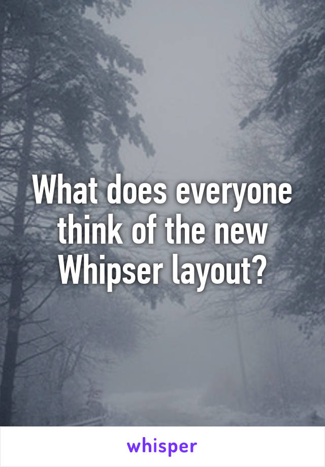 What does everyone think of the new Whipser layout?