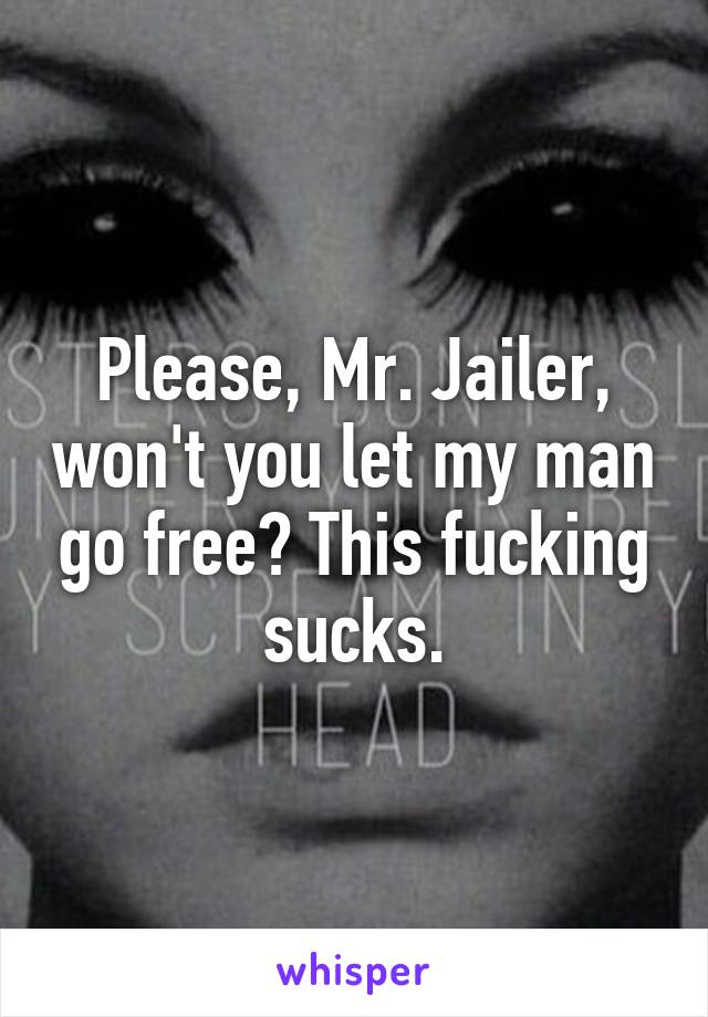 Please, Mr. Jailer, won't you let my man go free? This fucking sucks.