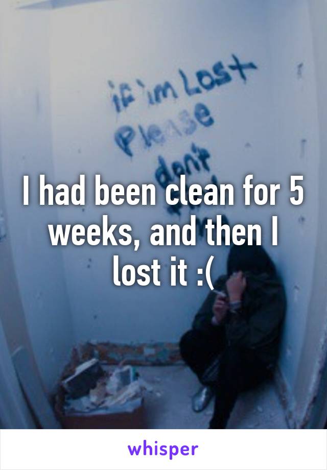 I had been clean for 5 weeks, and then I lost it :(