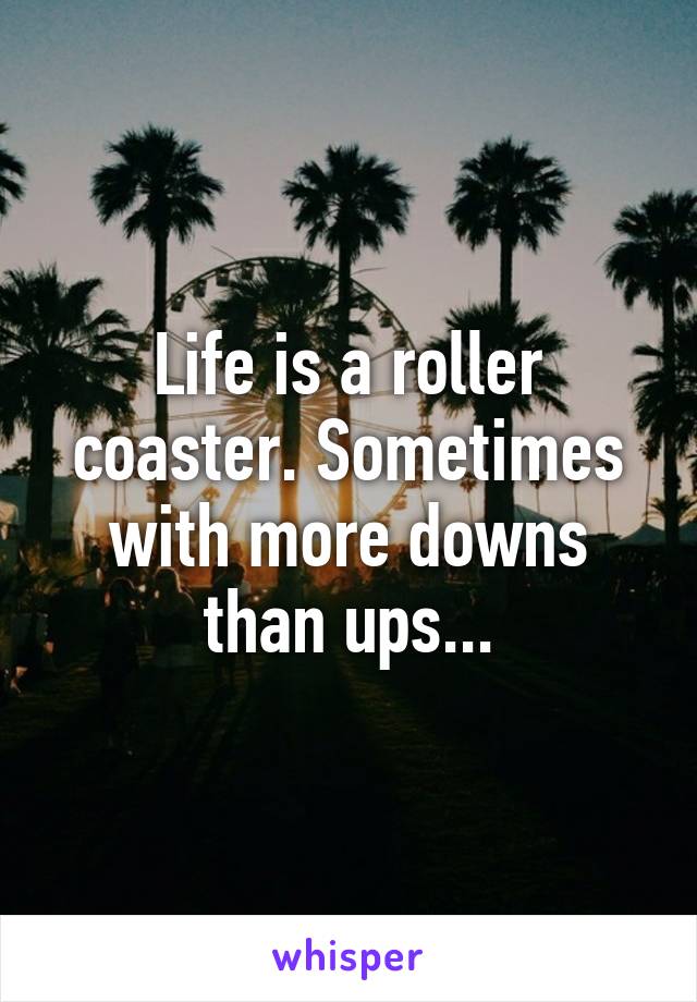 Life is a roller coaster. Sometimes with more downs than ups...