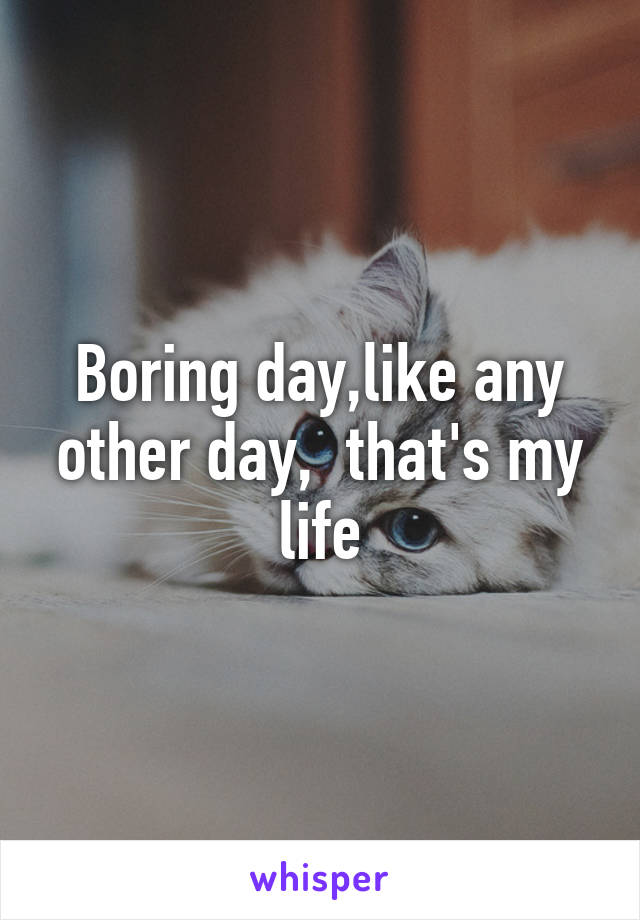 Boring day,like any other day,  that's my life