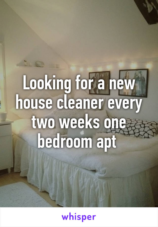 Looking for a new house cleaner every two weeks one bedroom apt 