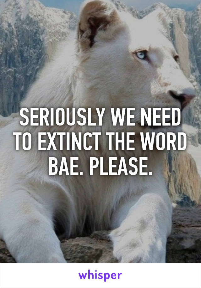 SERIOUSLY WE NEED TO EXTINCT THE WORD BAE. PLEASE.