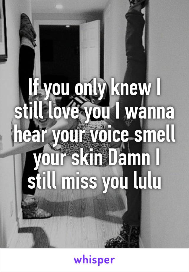 If you only knew I still love you I wanna hear your voice smell  your skin Damn I still miss you lulu