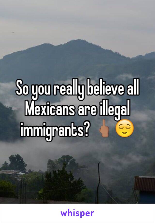 So you really believe all Mexicans are illegal immigrants? 🖕🏽😌