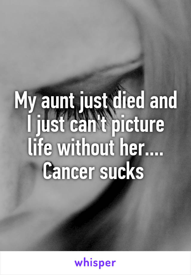 My aunt just died and I just can't picture life without her.... Cancer sucks 