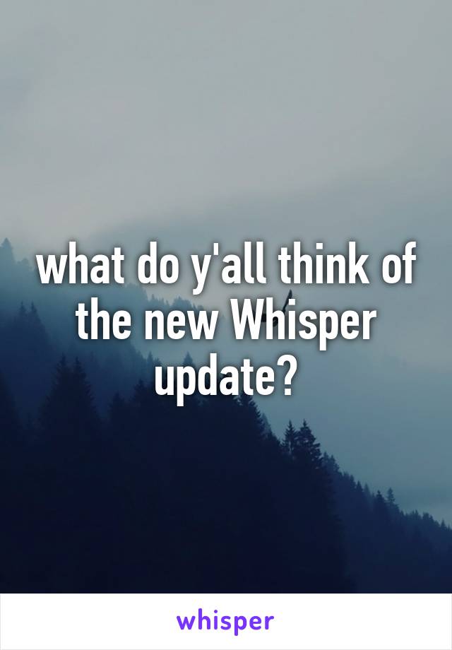 what do y'all think of the new Whisper update?