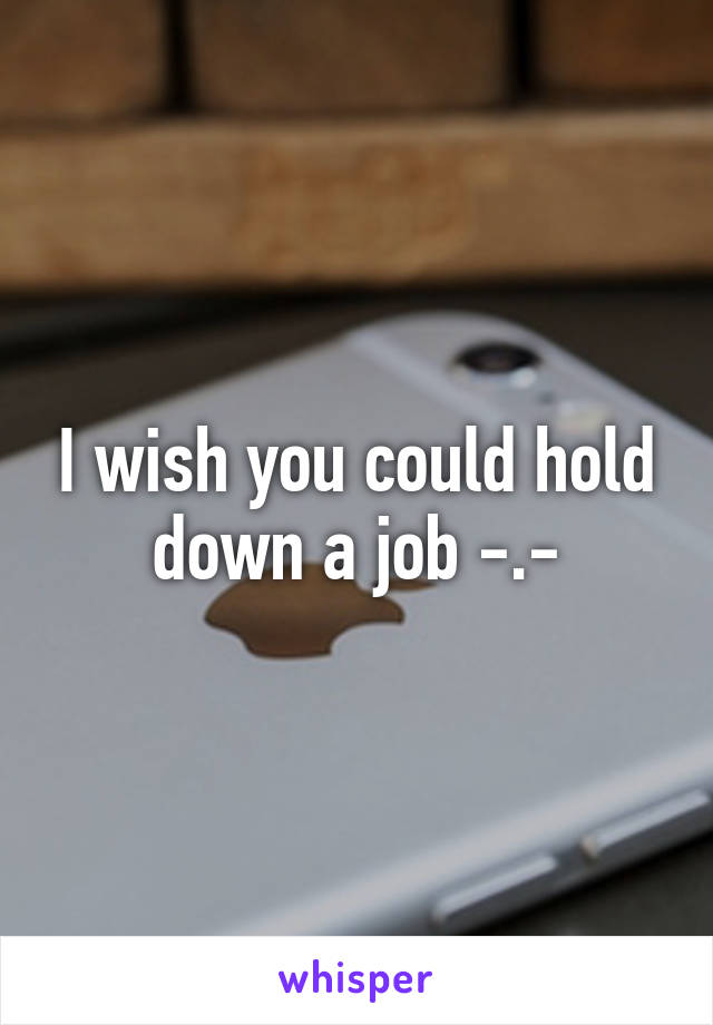 I wish you could hold down a job -.-