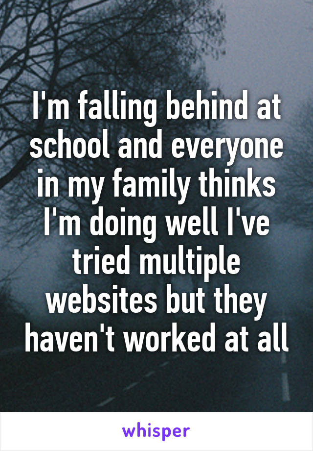 I'm falling behind at school and everyone in my family thinks I'm doing well I've tried multiple websites but they haven't worked at all