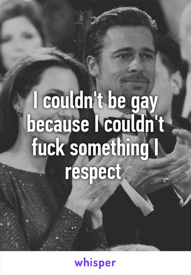 I couldn't be gay because I couldn't fuck something I respect 