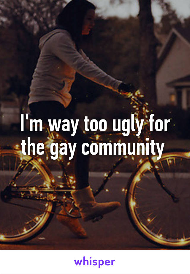 I'm way too ugly for the gay community 