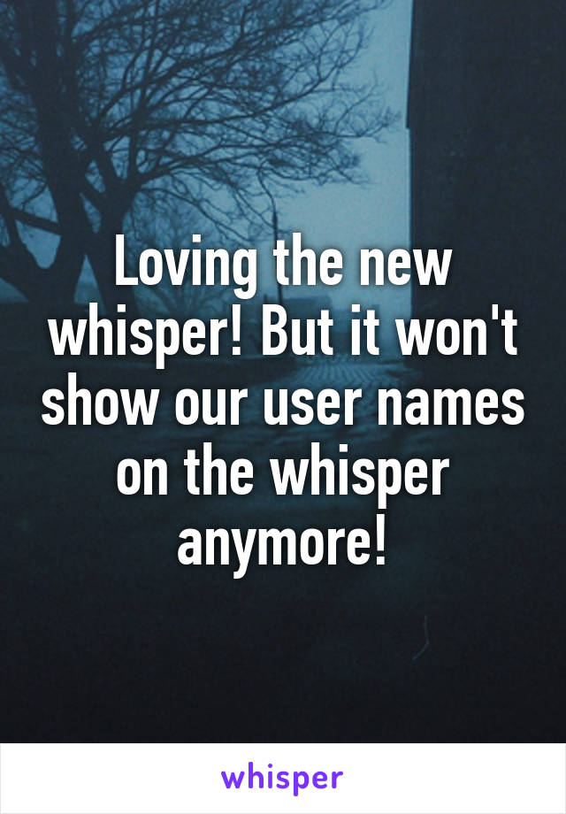 Loving the new whisper! But it won't show our user names on the whisper anymore!