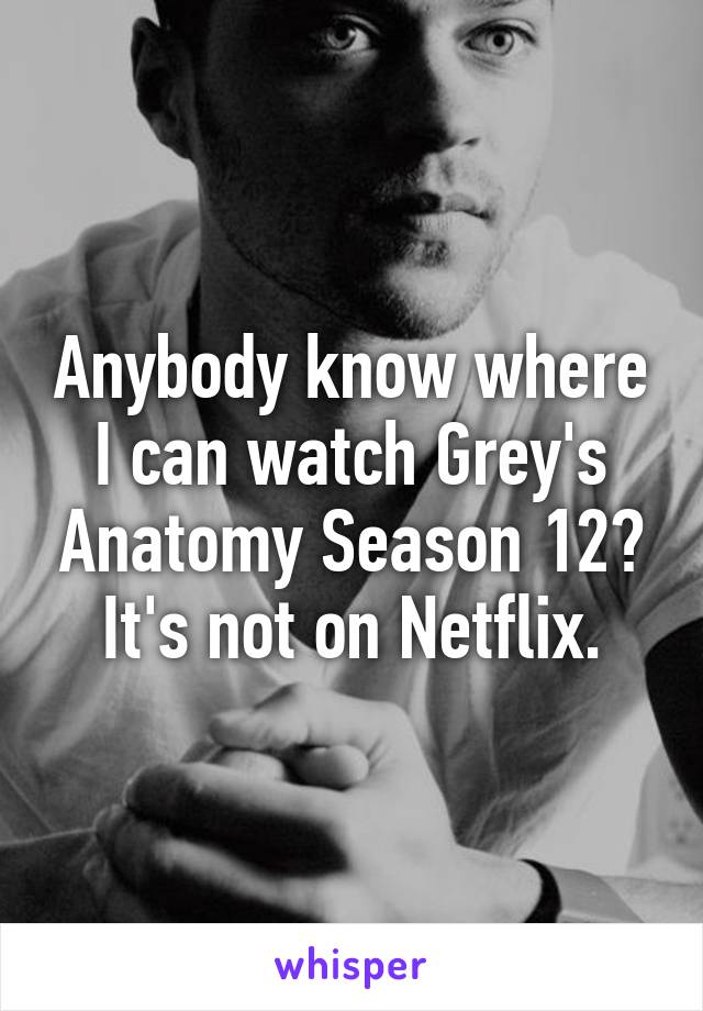 Anybody know where I can watch Grey's Anatomy Season 12? It's not on Netflix.