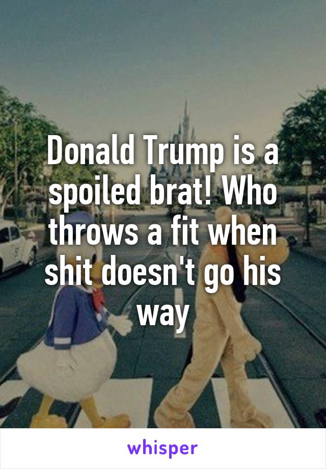 Donald Trump is a spoiled brat! Who throws a fit when shit doesn't go his way