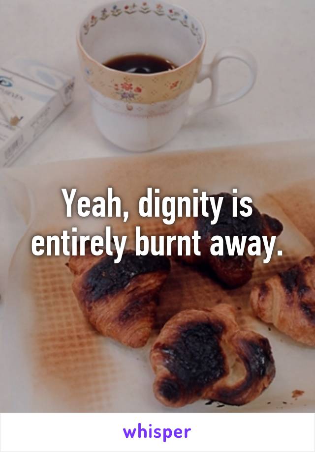 Yeah, dignity is entirely burnt away.