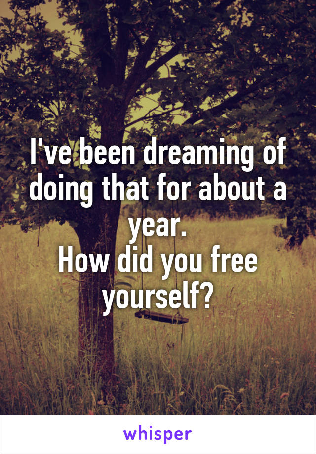 I've been dreaming of doing that for about a year.
How did you free yourself?