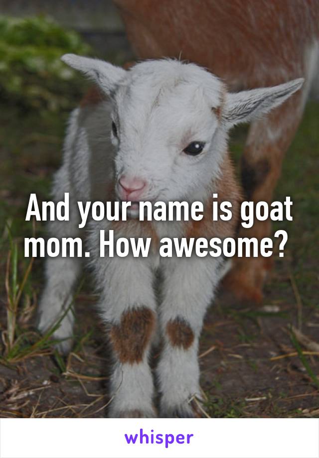 And your name is goat mom. How awesome? 