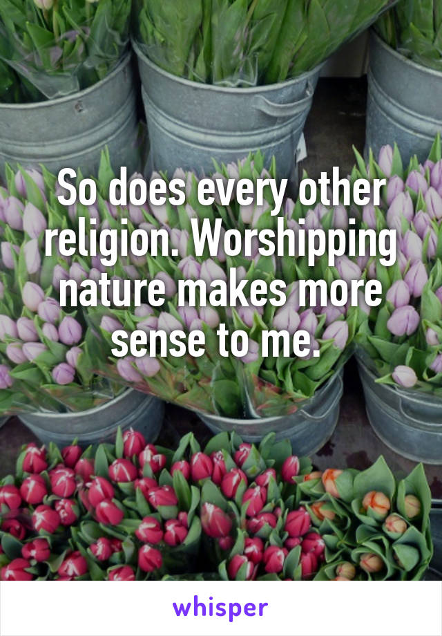 So does every other religion. Worshipping nature makes more sense to me. 
 
