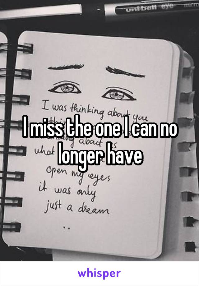 I miss the one I can no longer have