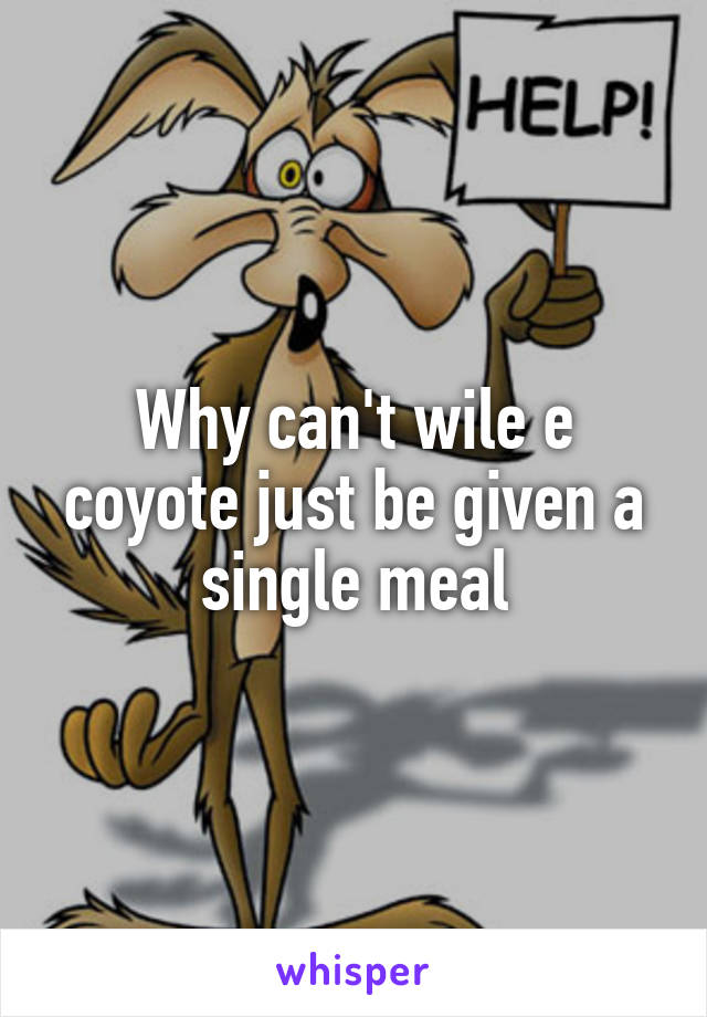 Why can't wile e coyote just be given a single meal