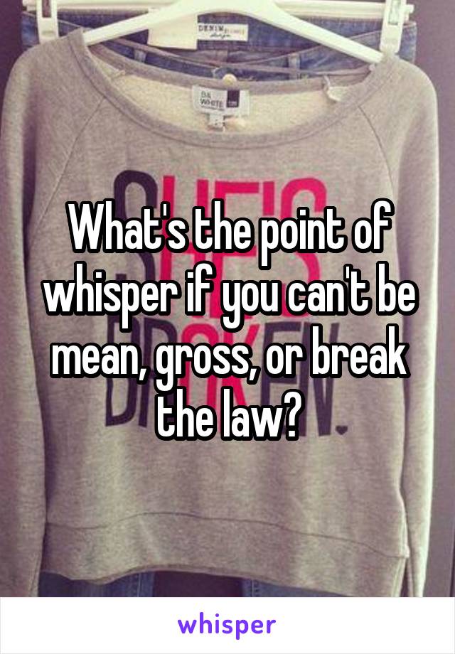 What's the point of whisper if you can't be mean, gross, or break the law?