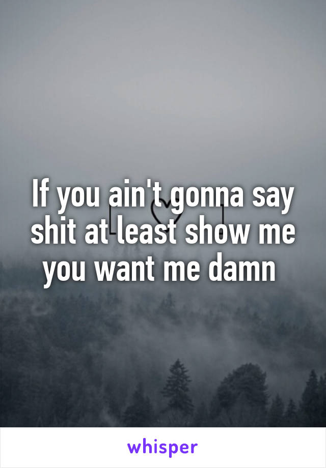 If you ain't gonna say shit at least show me you want me damn 
