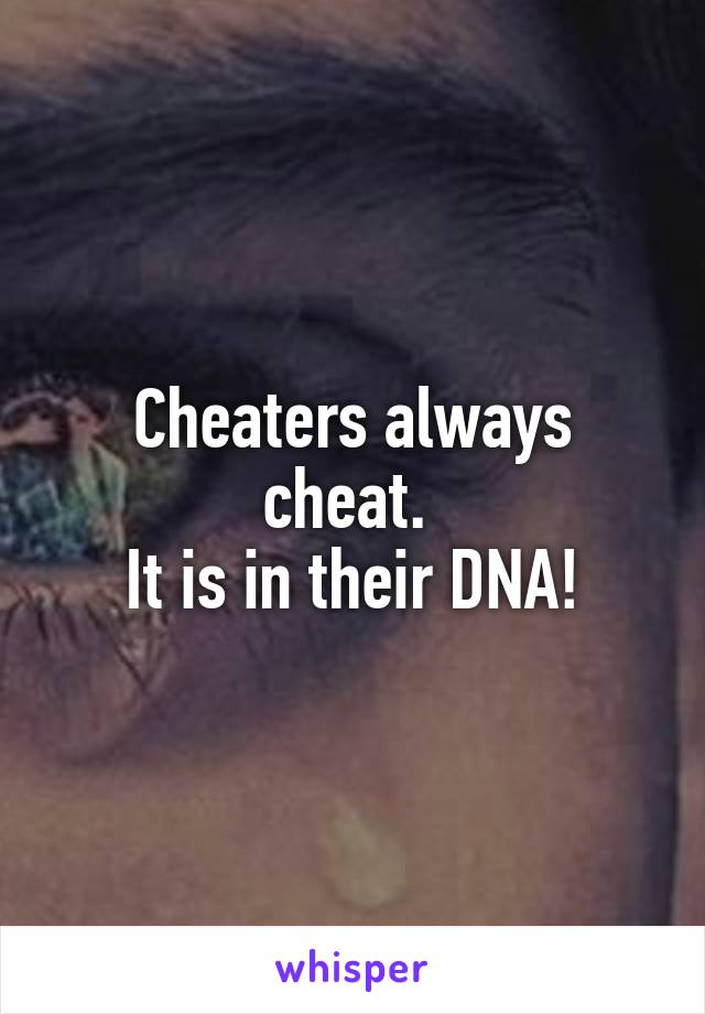 Cheaters always cheat. 
It is in their DNA!