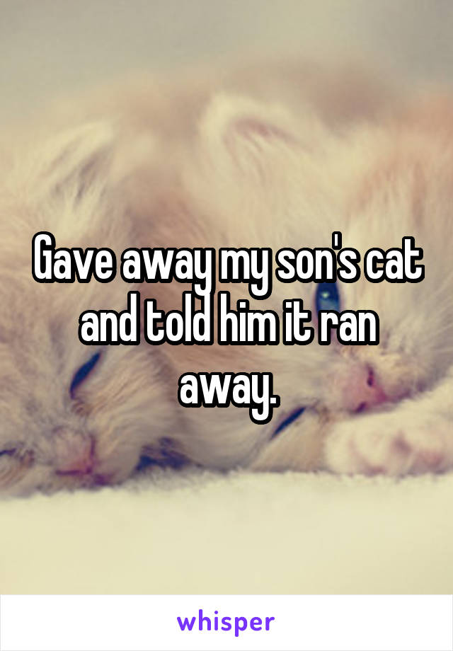 Gave away my son's cat and told him it ran away.