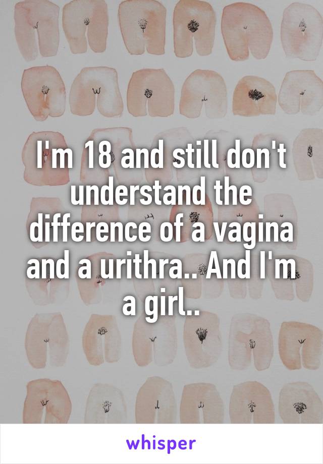 I'm 18 and still don't understand the difference of a vagina and a urithra.. And I'm a girl..