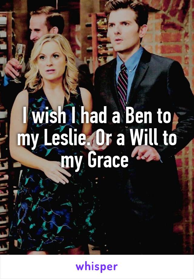 I wish I had a Ben to my Leslie. Or a Will to my Grace 