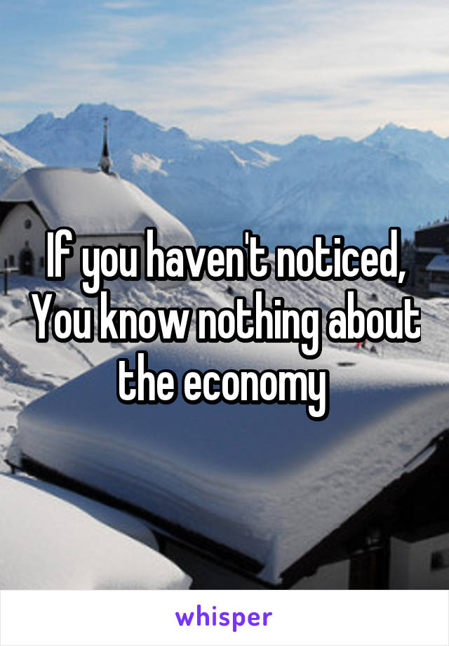 If you haven't noticed, You know nothing about the economy 