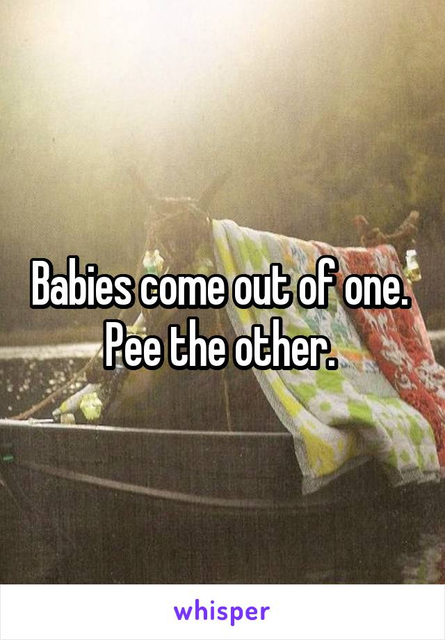 Babies come out of one. 
Pee the other. 