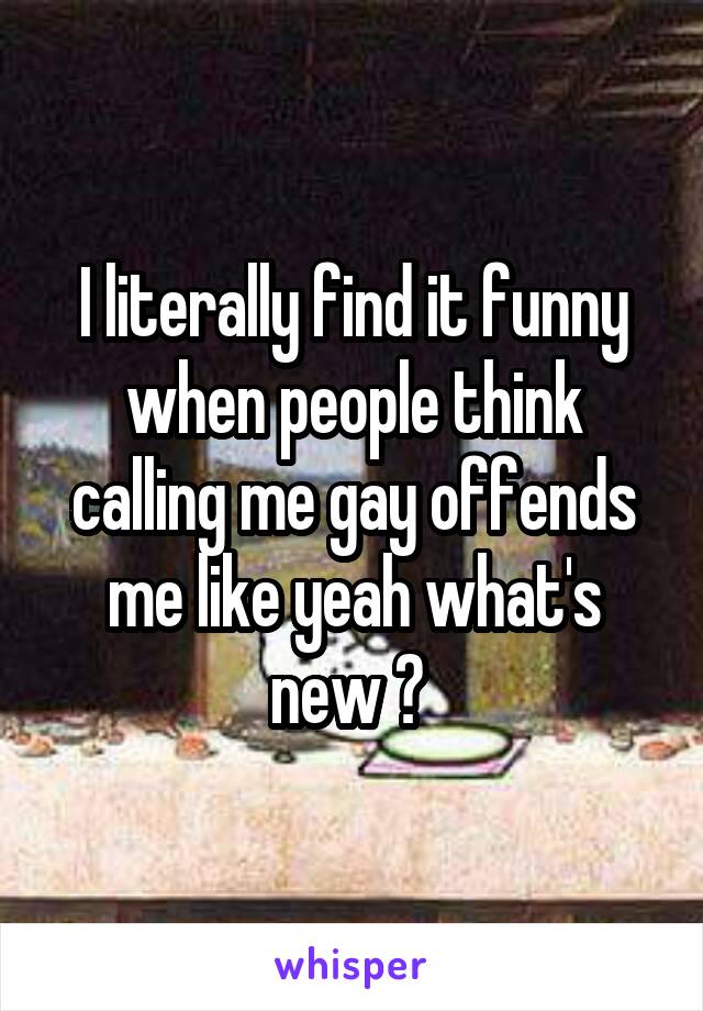 I literally find it funny when people think calling me gay offends me like yeah what's new ? 