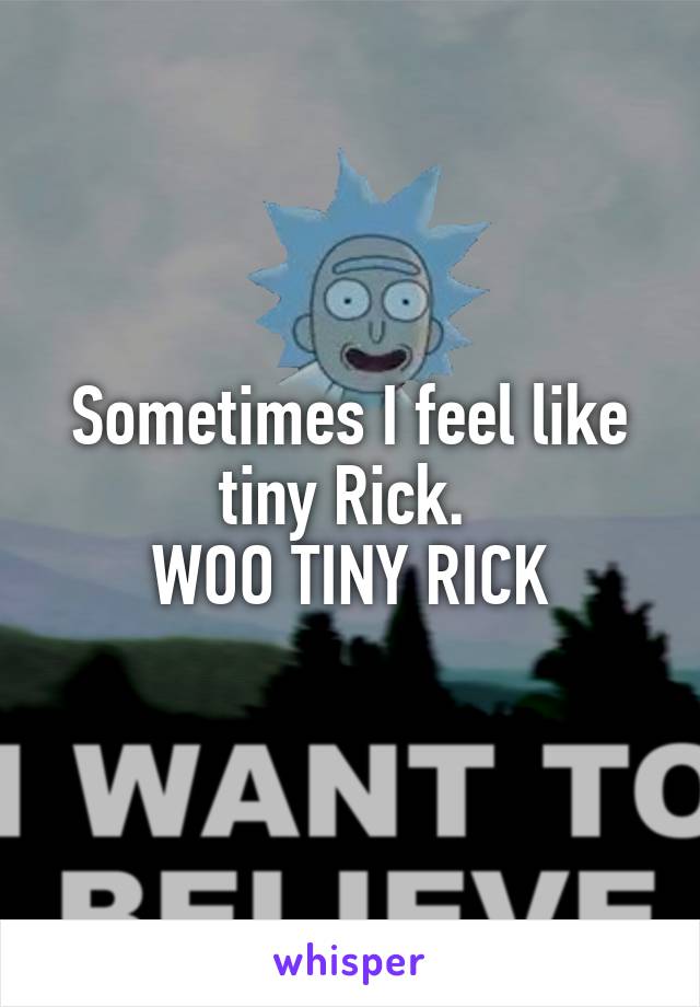 Sometimes I feel like tiny Rick. 
WOO TINY RICK