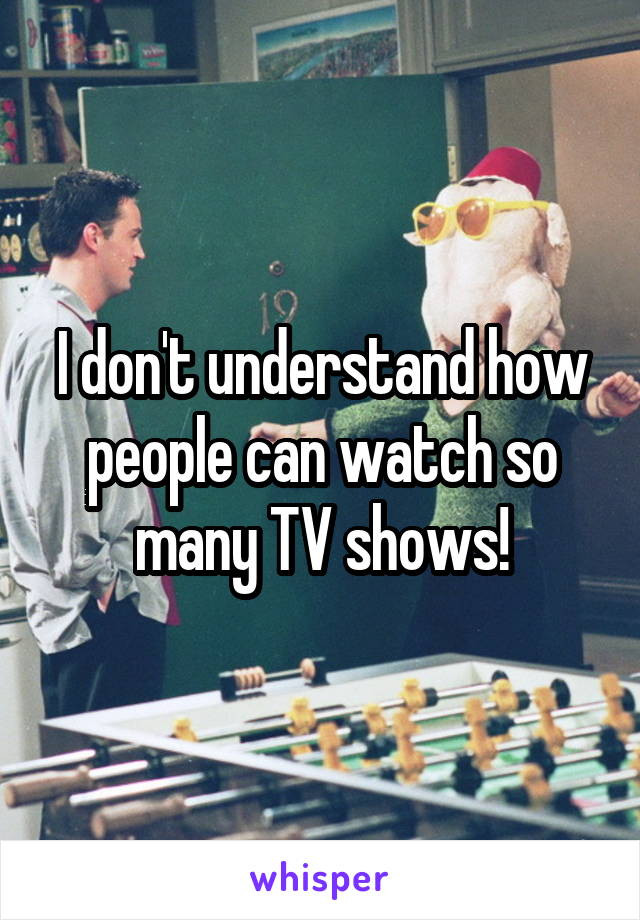 I don't understand how people can watch so many TV shows!