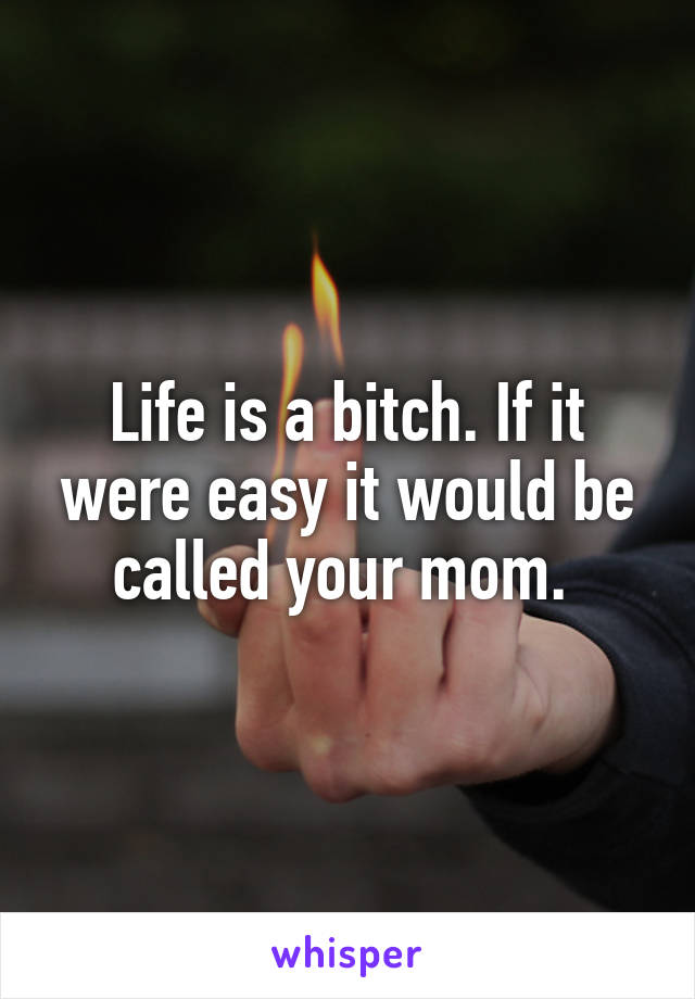 Life is a bitch. If it were easy it would be called your mom. 