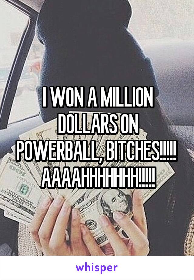 I WON A MILLION DOLLARS ON POWERBALL, BITCHES!!!!!  AAAAHHHHHHH!!!!!