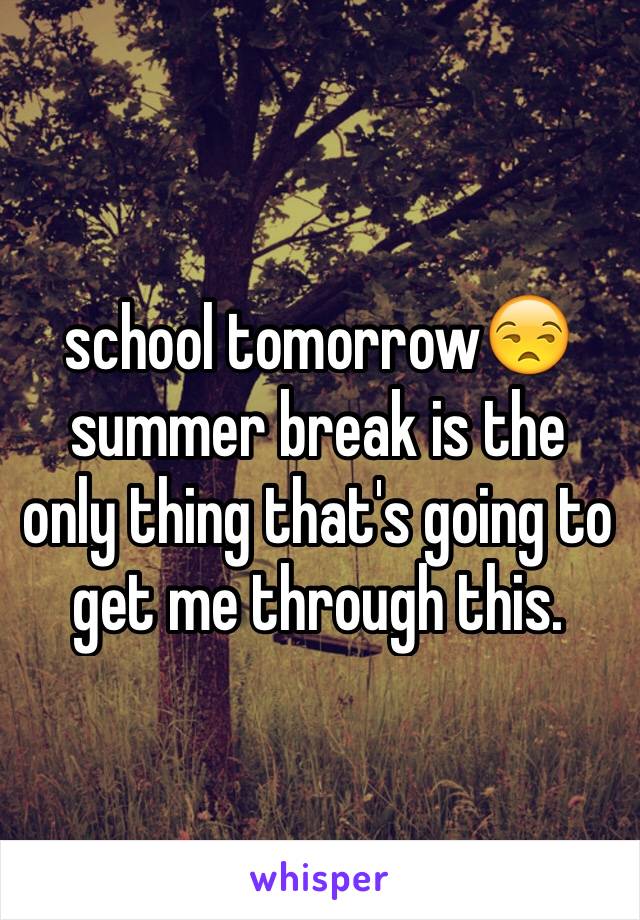 school tomorrow😒 summer break is the only thing that's going to get me through this. 