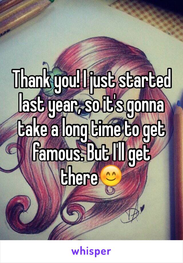 Thank you! I just started last year, so it's gonna take a long time to get famous. But I'll get there😊