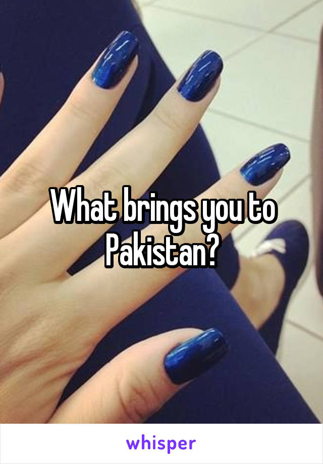 What brings you to Pakistan?