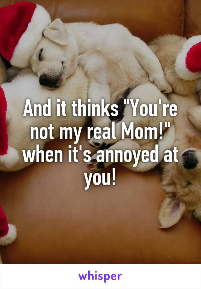 And it thinks "You're not my real Mom!" when it's annoyed at you!