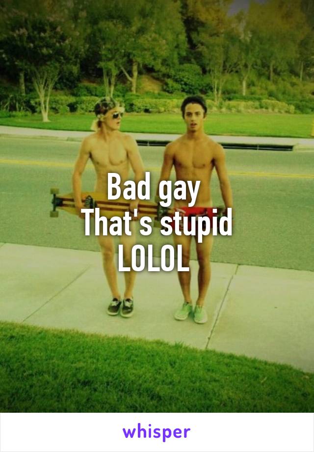 Bad gay 
That's stupid
LOLOL 