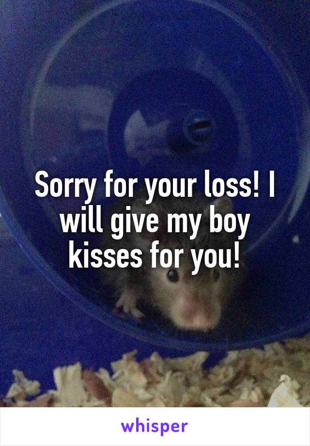 Sorry for your loss! I will give my boy kisses for you!