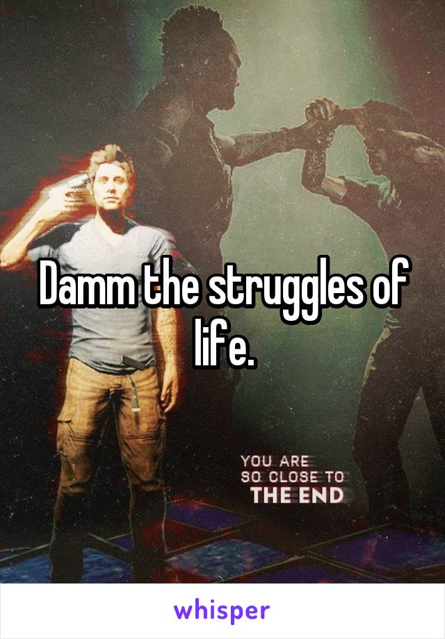 Damm the struggles of life.
